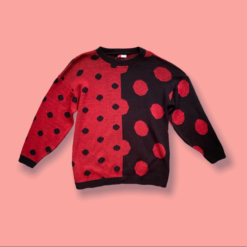 🧚🏼4/$20 90s Pop Art Polka Dot Ladybug Sweater